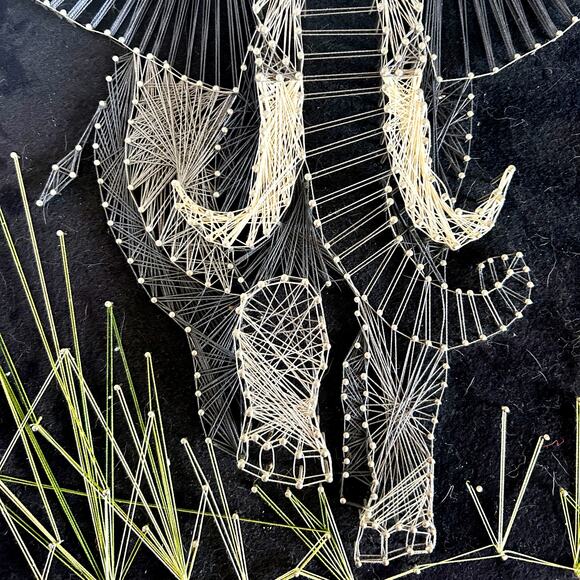 Elephant Vintage MID CENTURY 1978 "The Guardian" Sting Art COMPLETED Wall Art - Picture 4 of 7